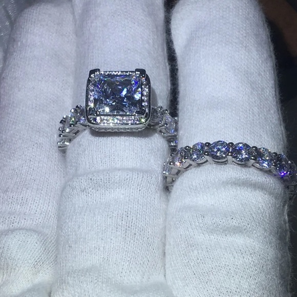 (5/6/7/8/9/10) 925 silver engagement ring set - Picture 3 of 4